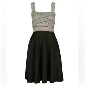 Ricki’s Fit & Flare Skater Dress Sweetheart Textured Bodice Black White  0 NWT